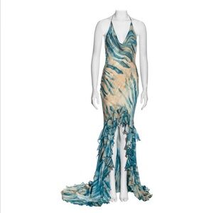 Roberto Cavalli SS 2005 silk halter gown
